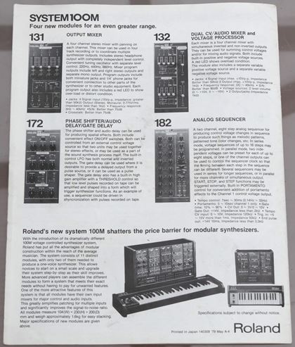 Roland-Rare 1979 etc leaflets, pricelist 